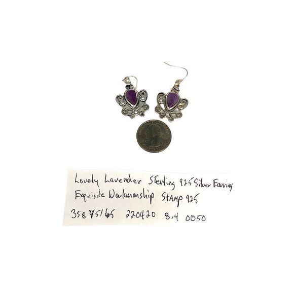EF# Spectacular Purple Jade & Sterling 925 Silver Dangle Earrings - Picture 11 of 13